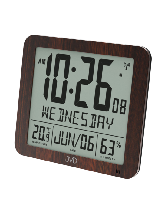 Rádiem řízené digitální hodiny s budíkem JVD hnědé DH9335.2