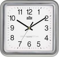 Plastové hodiny čtverec E01.2928.S, čtvercové, hranaté hodiny na zeď - E01.2928.70.SW 	stříbrná MPM Quality