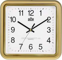 Plastové hodiny čtverec E01.2928.S, čtvercové, hranaté hodiny na zeď - E01.2928.80.SW 	zlatá MPM Quality