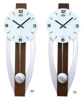 Designové nástěnné hodiny s kyvadlem, s prvky dřeva, skla a kovu E07.3715 | E07.3715, E07.3715