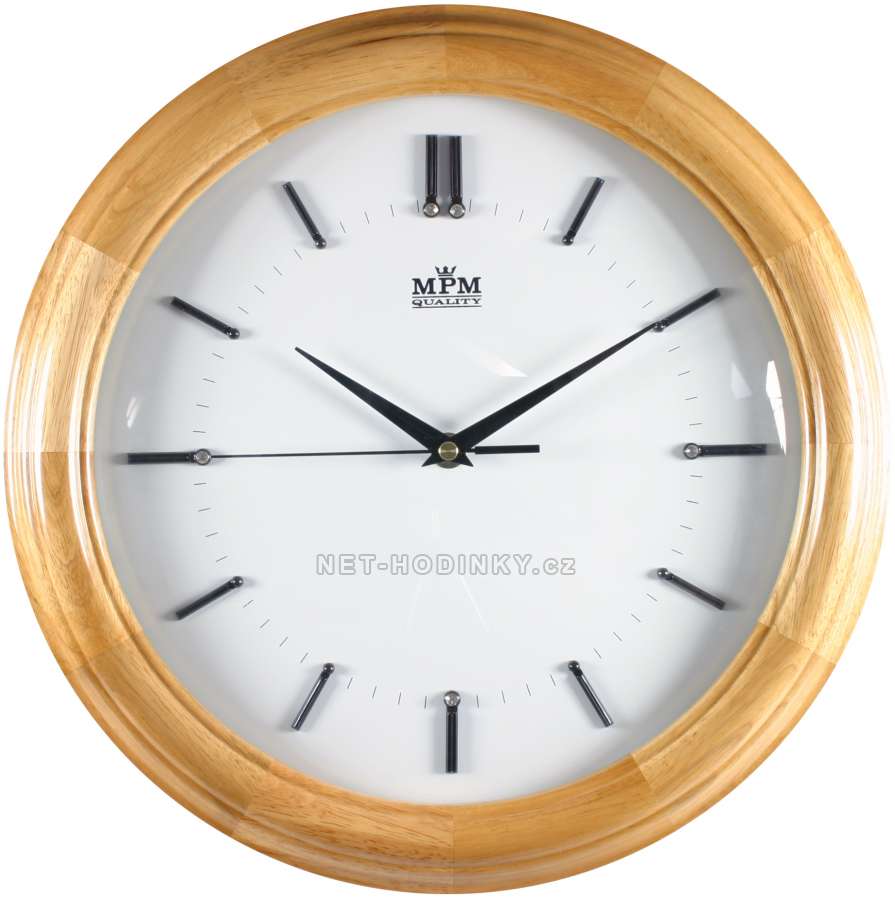 MPM Quality Moderní nástěnné hodiny ze dřeva kulaté M703-S.02