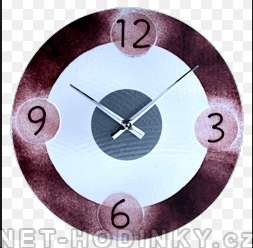 Skleněné nástěnné hodiny na zeď - 1153 fialová H&H