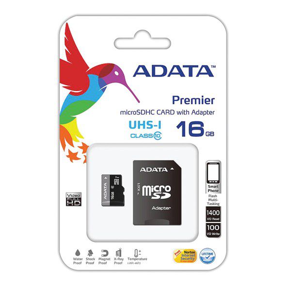 Paměťová karta ADATA Micro SDHC 16GB Class 10 + adaptér